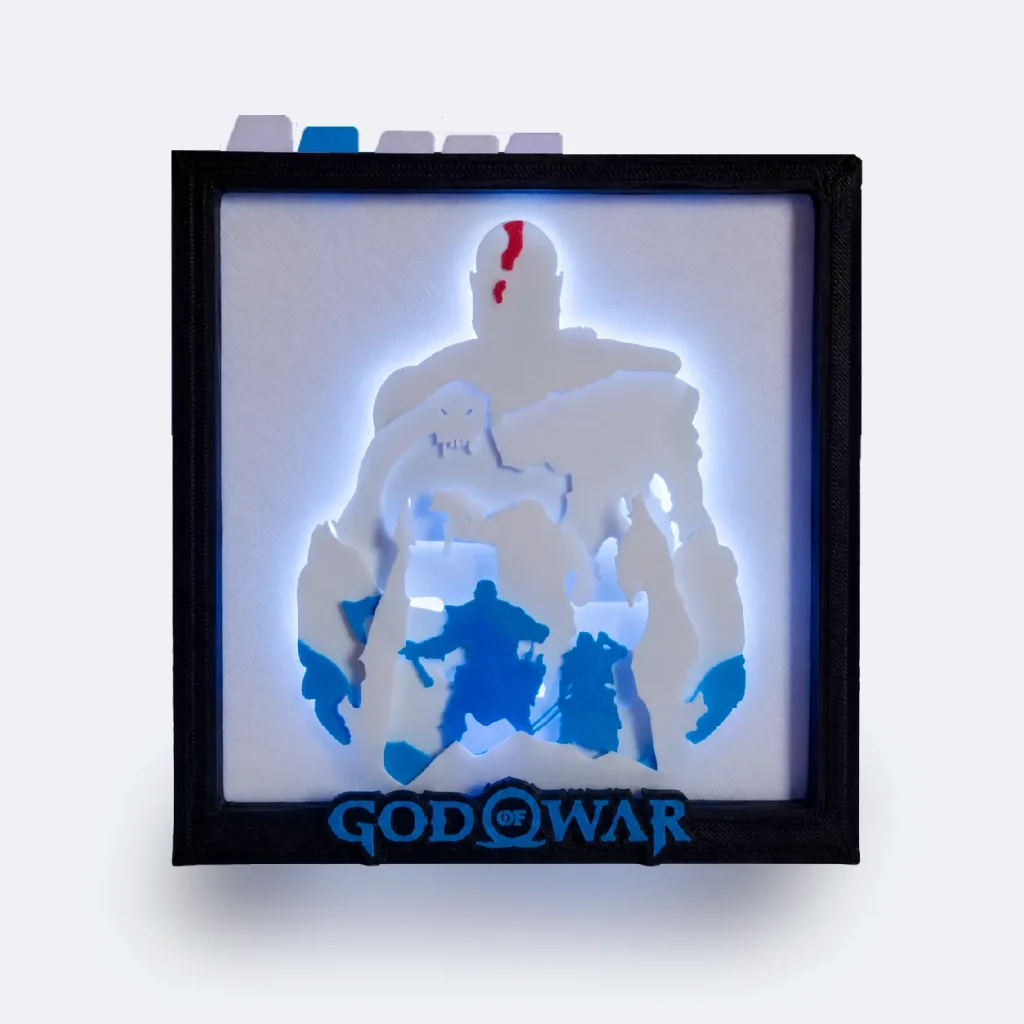 shadowbox del videojuego God Of War Impresa en 3D